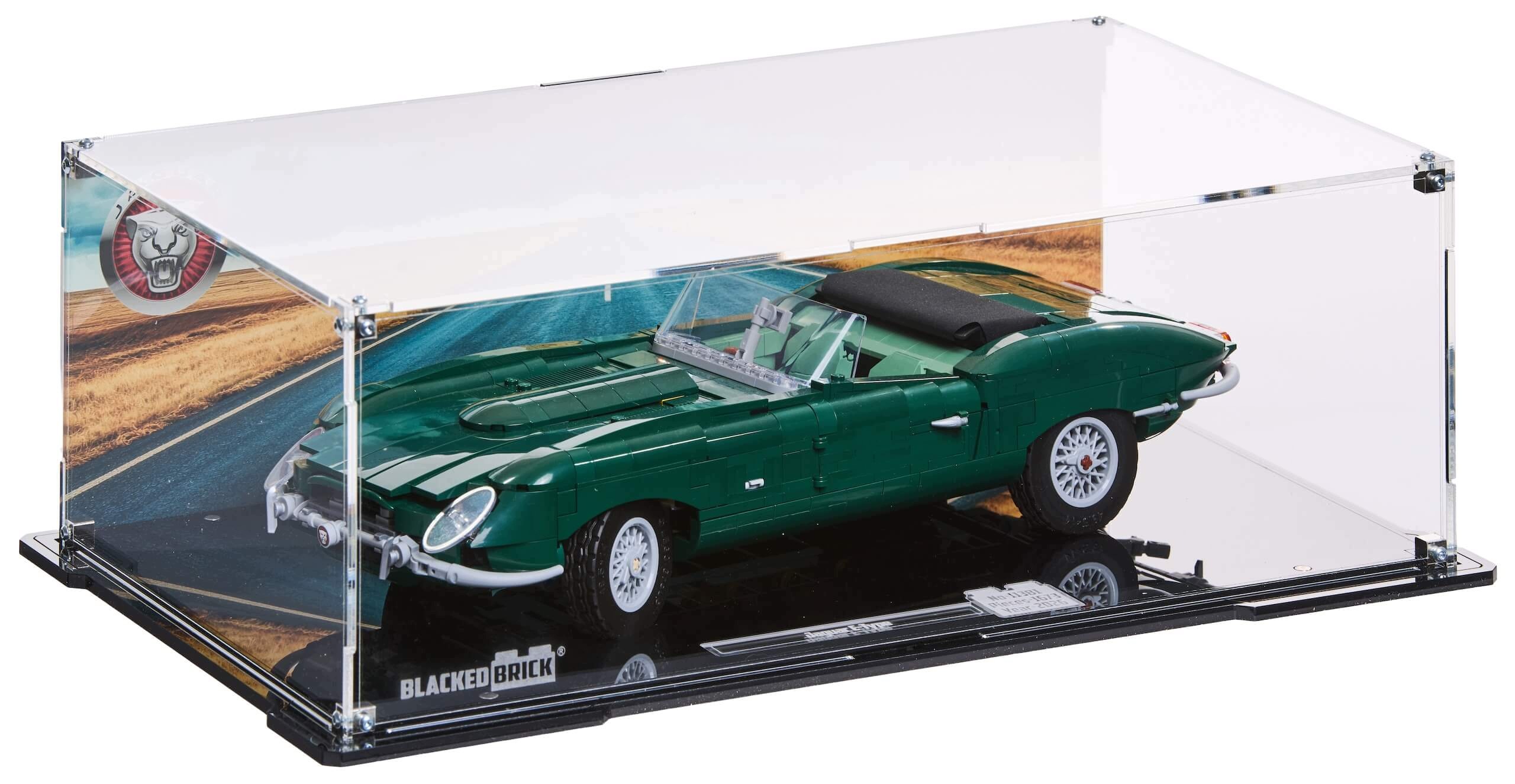 Vitrína s pozadím Blacked Brick pro Lego 11381 Icons Jaguar E-Type