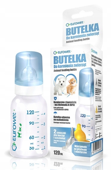 Levně Eurowet Láhev s dudlíkem na krmení zvířat 120Ml