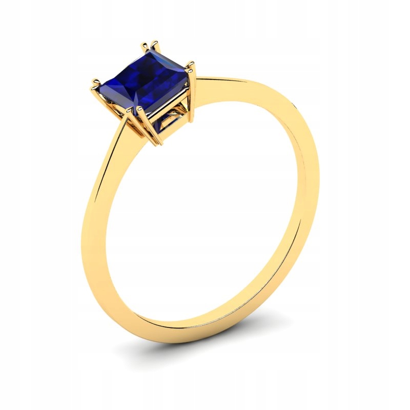 

Pierścionek Złoty Klasyczny Z Szafirową Cyrkonią