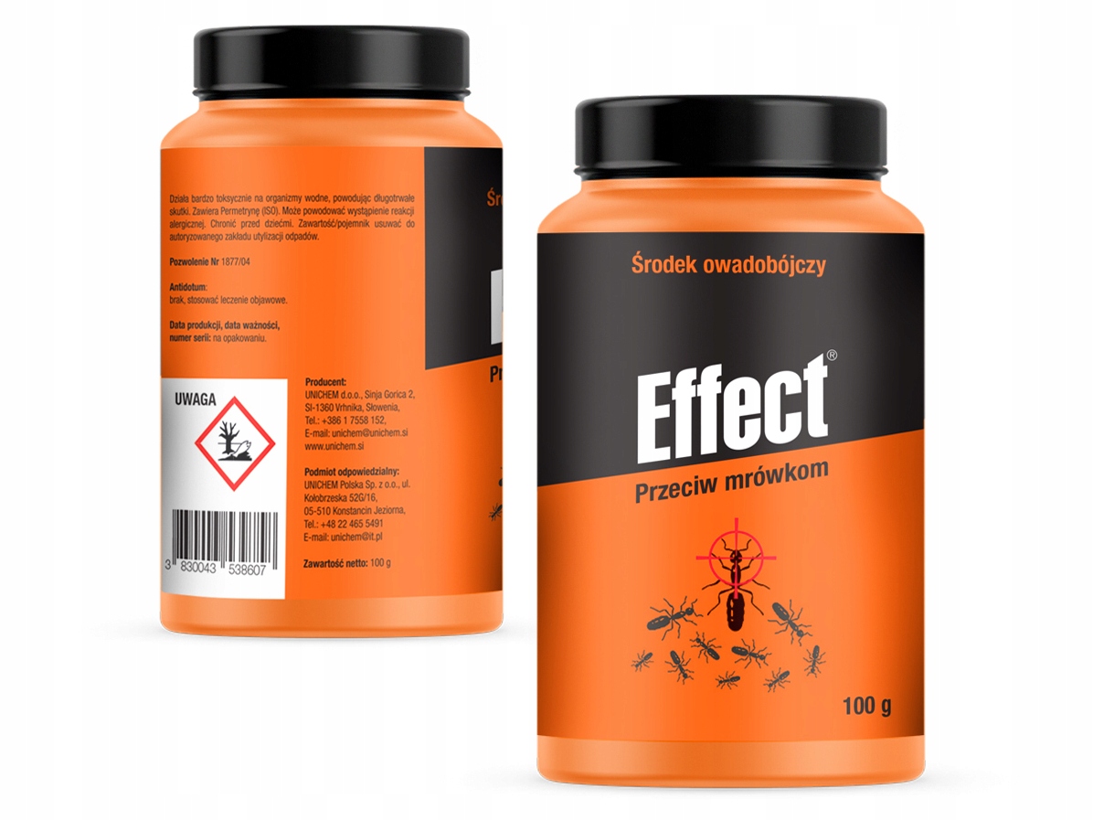 SILNY PROSZEK ŚRODEK PREPARAT NA MRÓWKI GNIAZDA MRÓWEK MROWISKA EFFECT 100G Producent Unichem