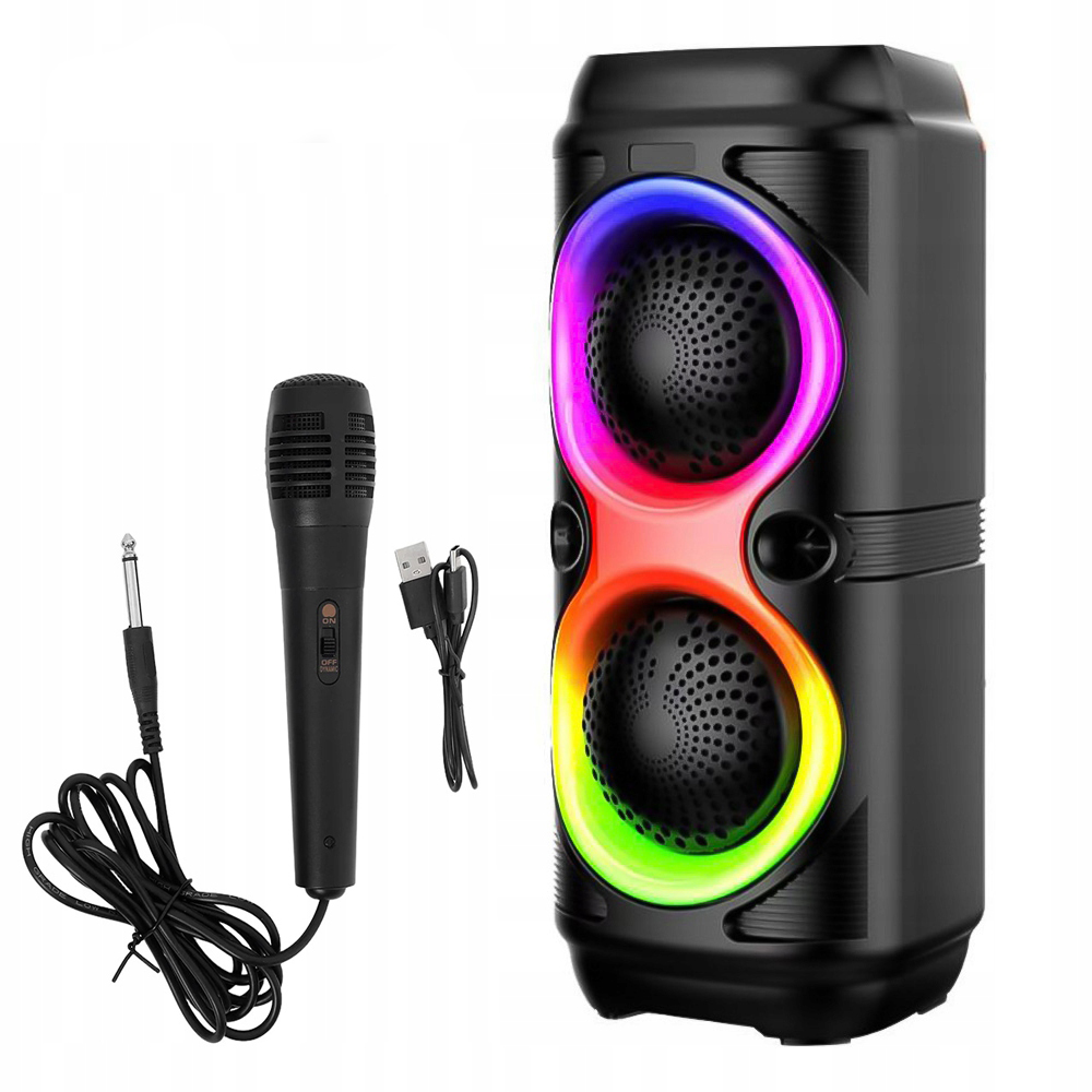 Přenosný bezdrátový reproduktor Boombox Led Karaoke Bluetooth Fm Usb