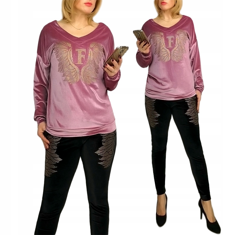 

Nowość Modny Welurowy Zestaw Dres Komplet 36-40 L