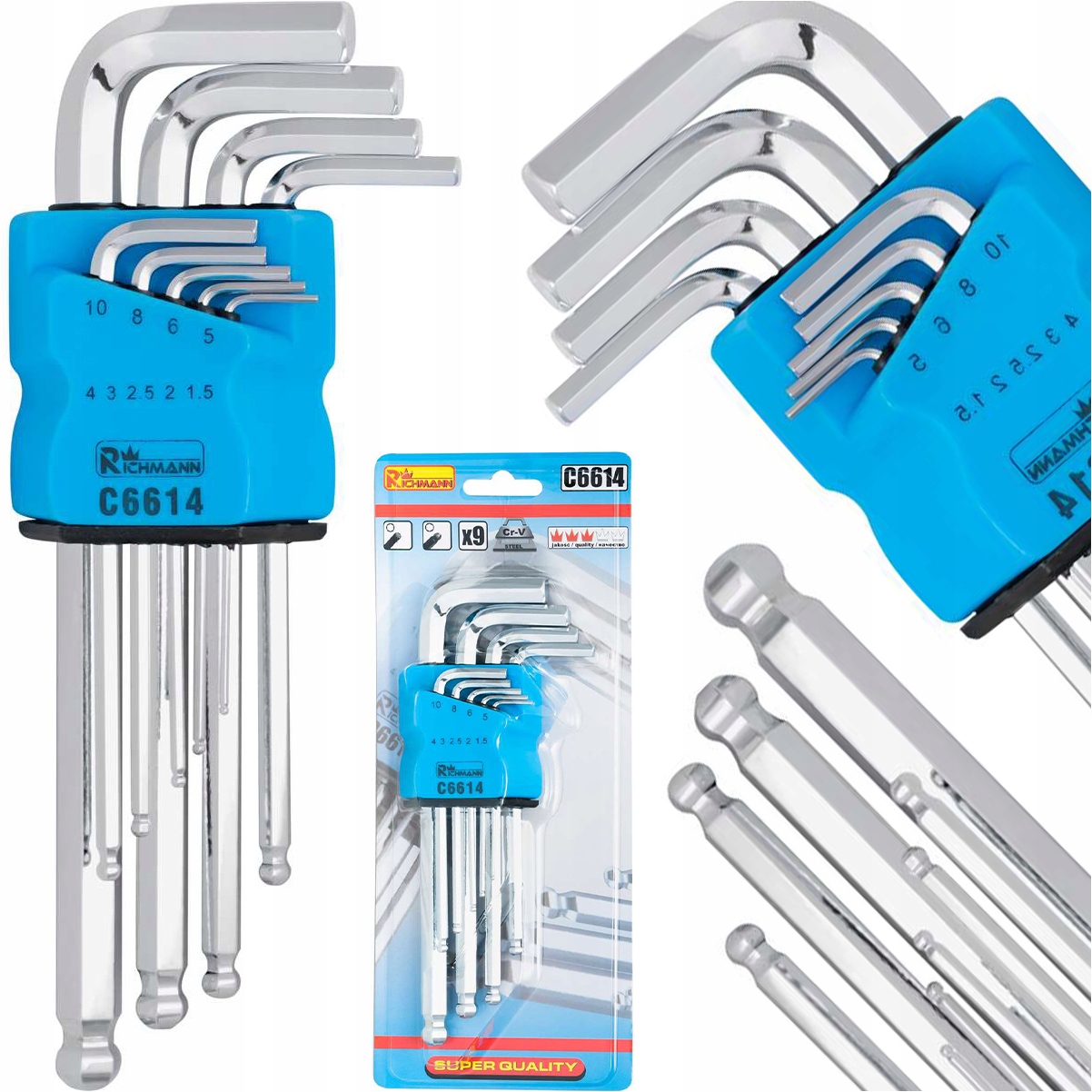 Zestaw Kluczy Imbusowych Klucze Imbusowe Imbusy Komplet 1.5 10 MM 9 Sztuk