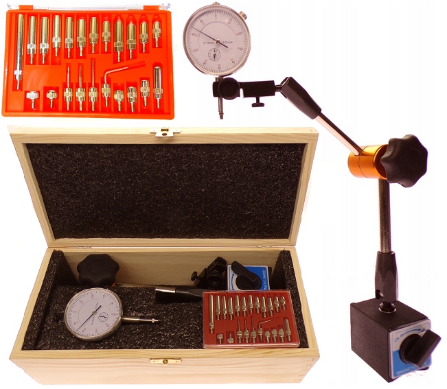 Hodinový Senzor 0-10 0,01 Magnetický Stativ, Držák, Základna Koncovky