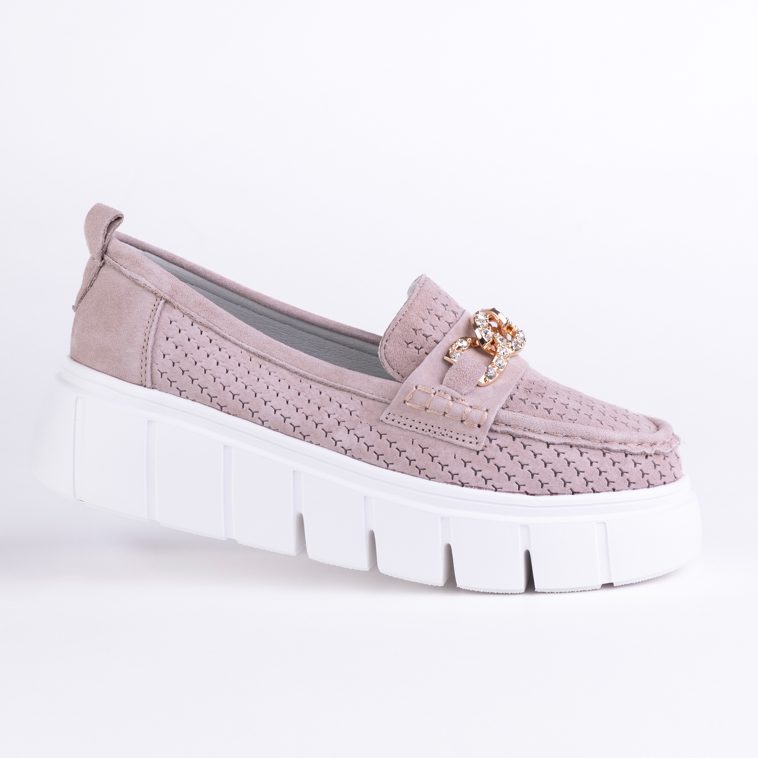 Dámské ažurové mokasíny Goodin GD-FT-127 kůže semiš ažurová béžová 41