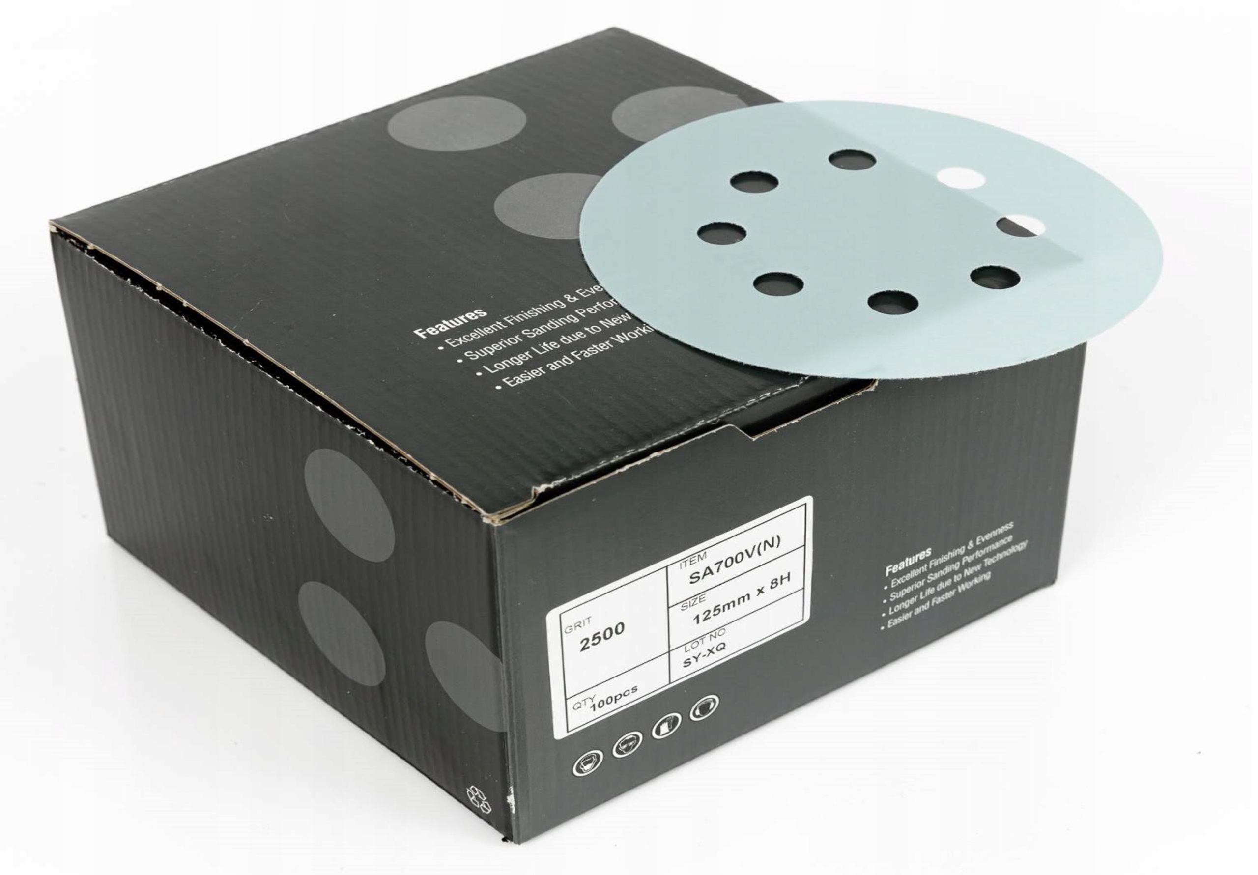 Deerfos krążek ścierny na sucho i mokro 8H rzep 125mm P2500 10 szt.