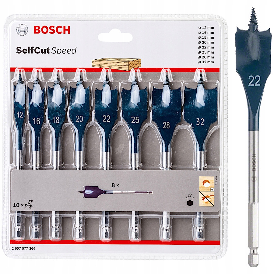 

Bosch Zestaw wierteł płaskich do drewna 8 szt.