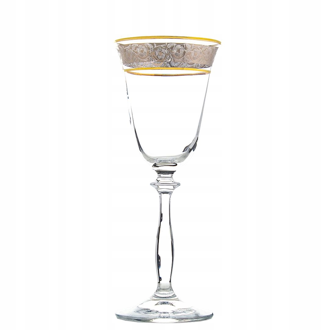 Bohemia Angela 185ML Sklenice Na Víno Zdobené Zlatem A Platinou, Sada 6 Ks