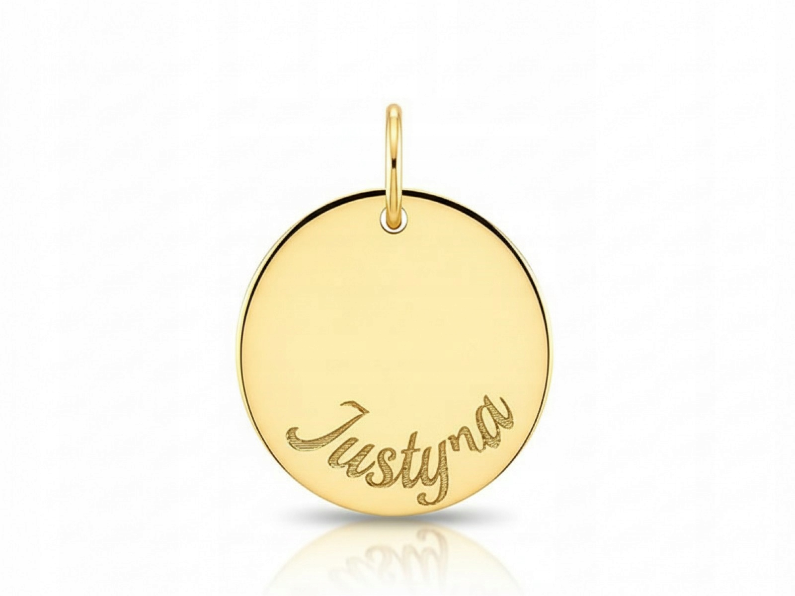 Zlatý přívěsek 585 kulatý plech s jménem Justyna 0.65 g bez kamenů