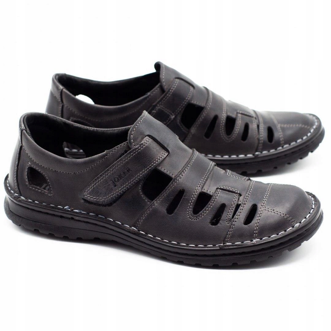 

Buty męskie skórzane ażurowe 501 szare 45