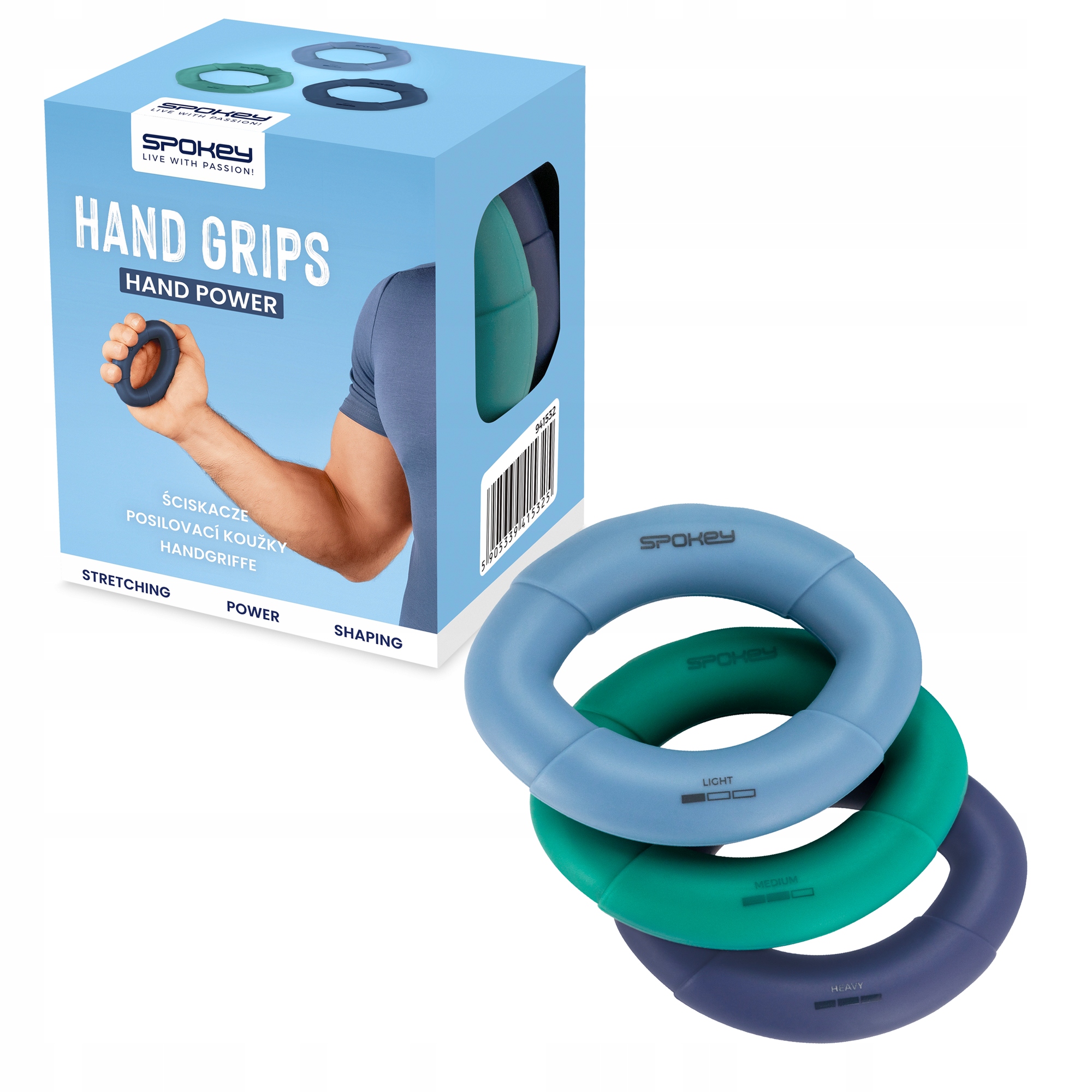 Zestaw ściskaczy Spokey Hand Power Set 3 szt; 20 kg, 30 kg, 40 kg