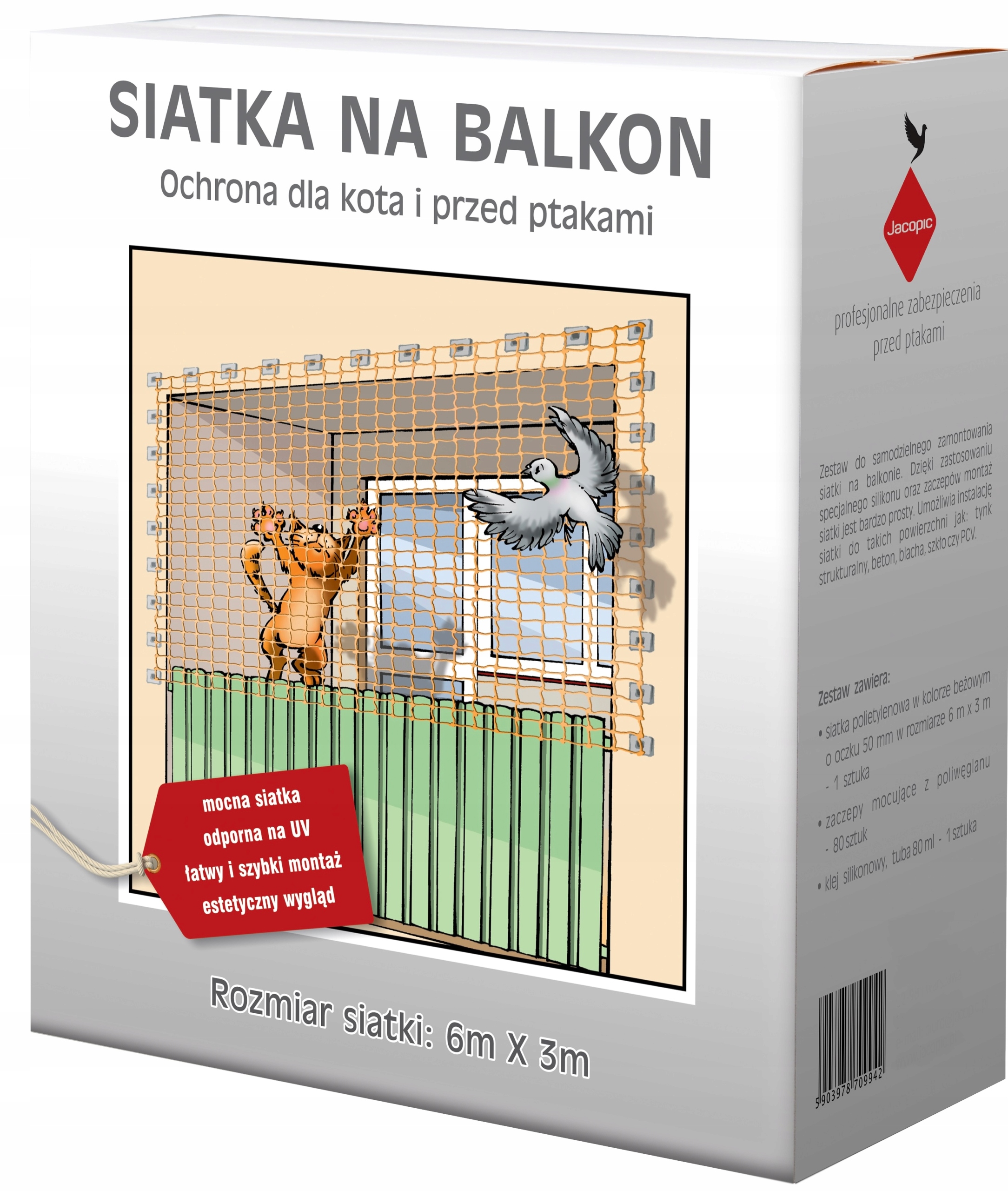 

Zestaw Siatka Na Balkonowa Dla Kota Gołębie 6X3