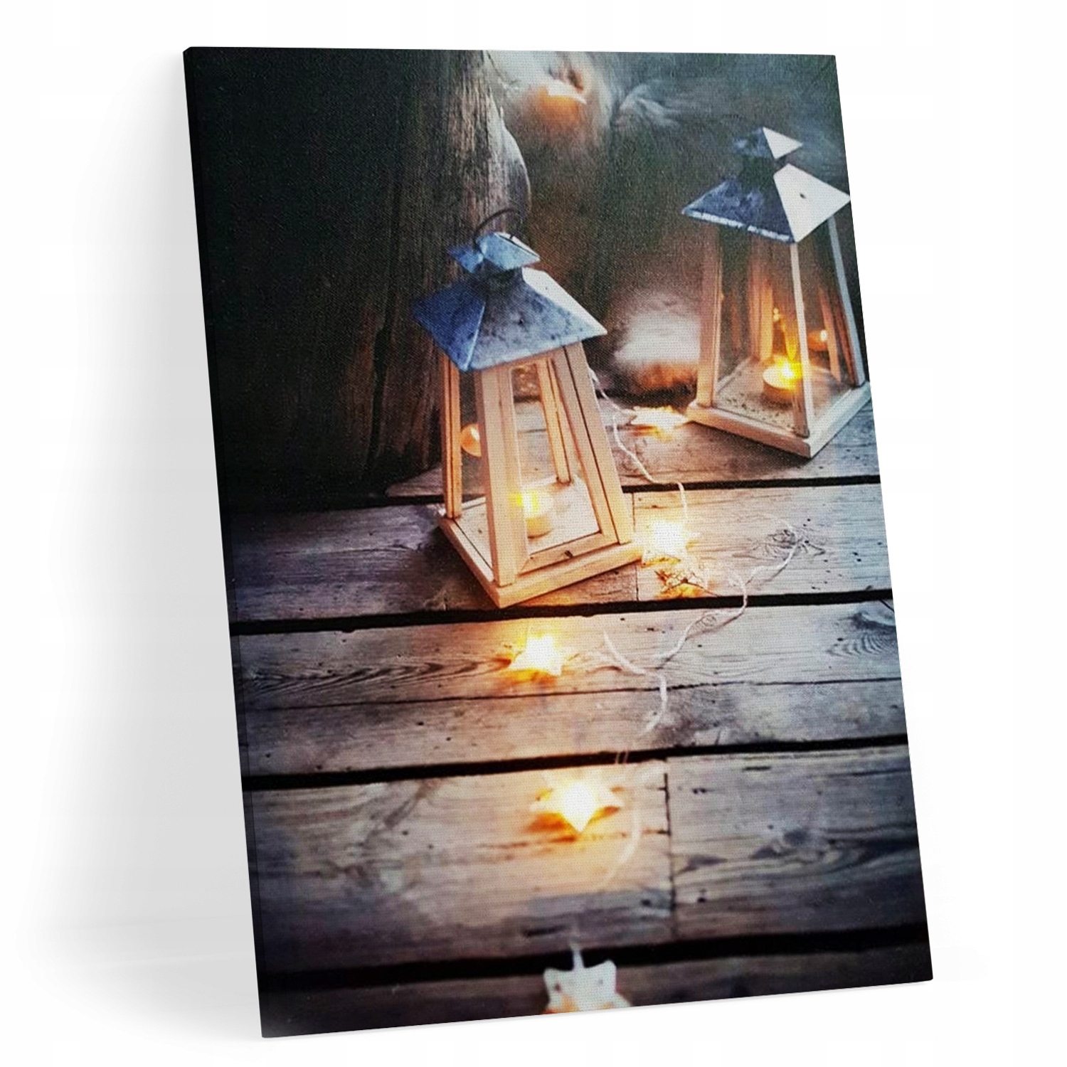 

Obraz świąteczny Led 30x40 cm Lampion i gwiazdki