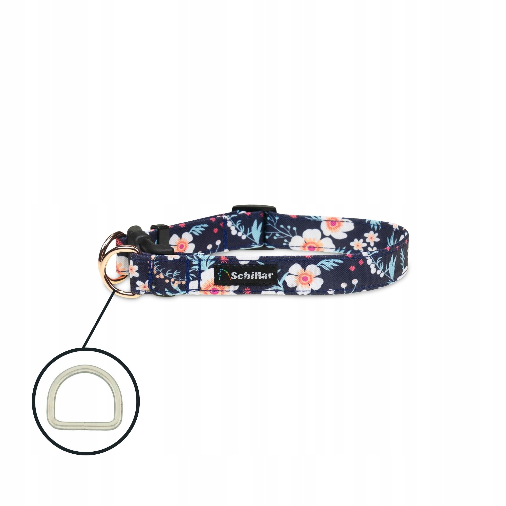 Levně Obojek na přezku double lock pro psa small white flowers L XL 40-60cm