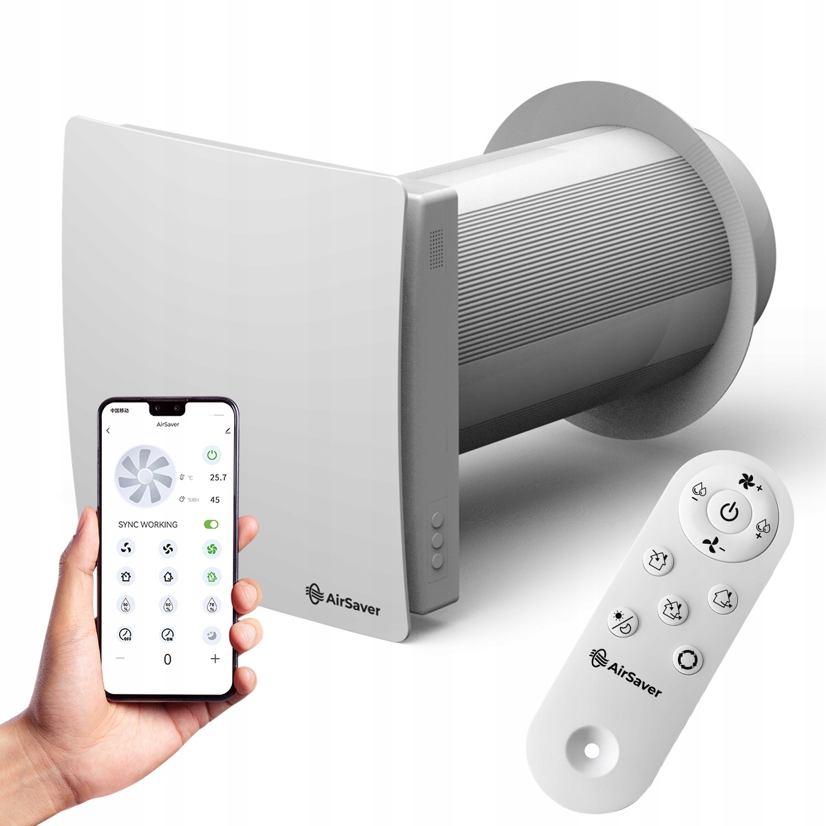 REKUPERATOR ŚCIENNY AIR SAVER VT Ø125 WiFi 60m3/h DECENTRALNY ODZYSK CIEPŁA