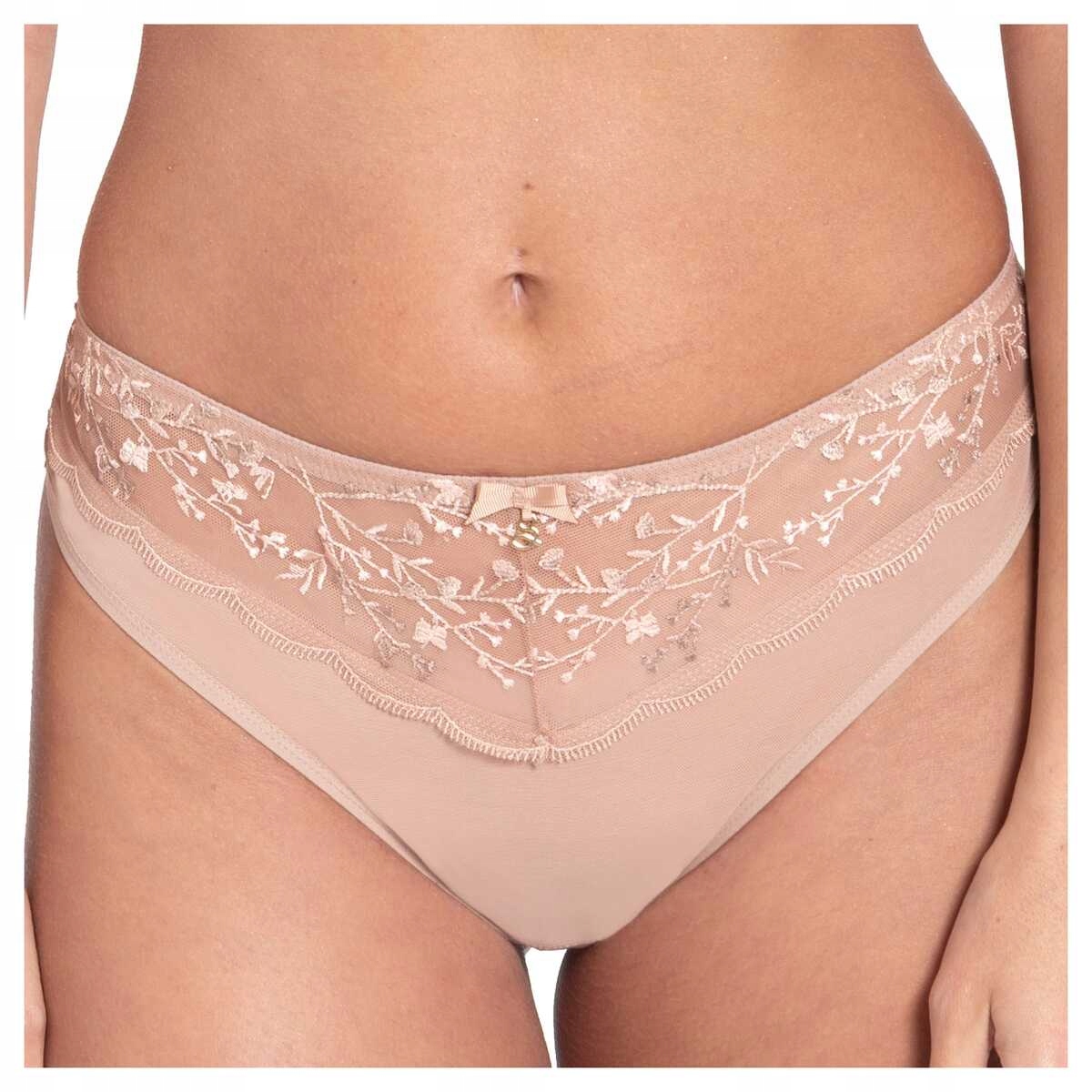 Samanta Kalhotky tanga pohodlné kalhotky dámské Juno M300 cappucino M