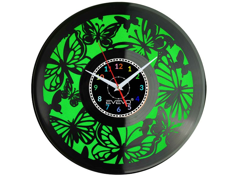 Nástěnné Hodiny Motýli Entomologie Draky Fluorescenční Pozadí Deska