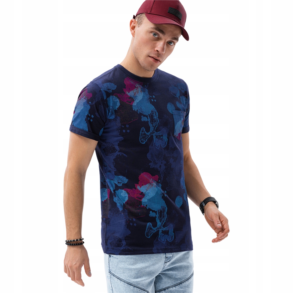 

T-shirt męski z nadrukiem print S1377 ci. nieb L
