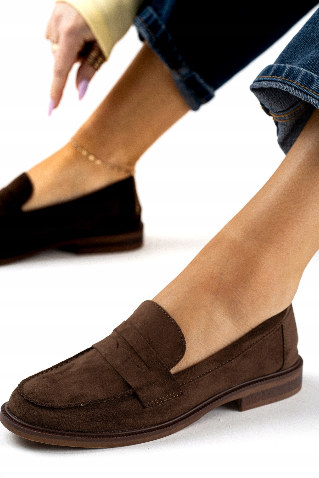 Mokasyny damskie brązowe zamszowe i 36