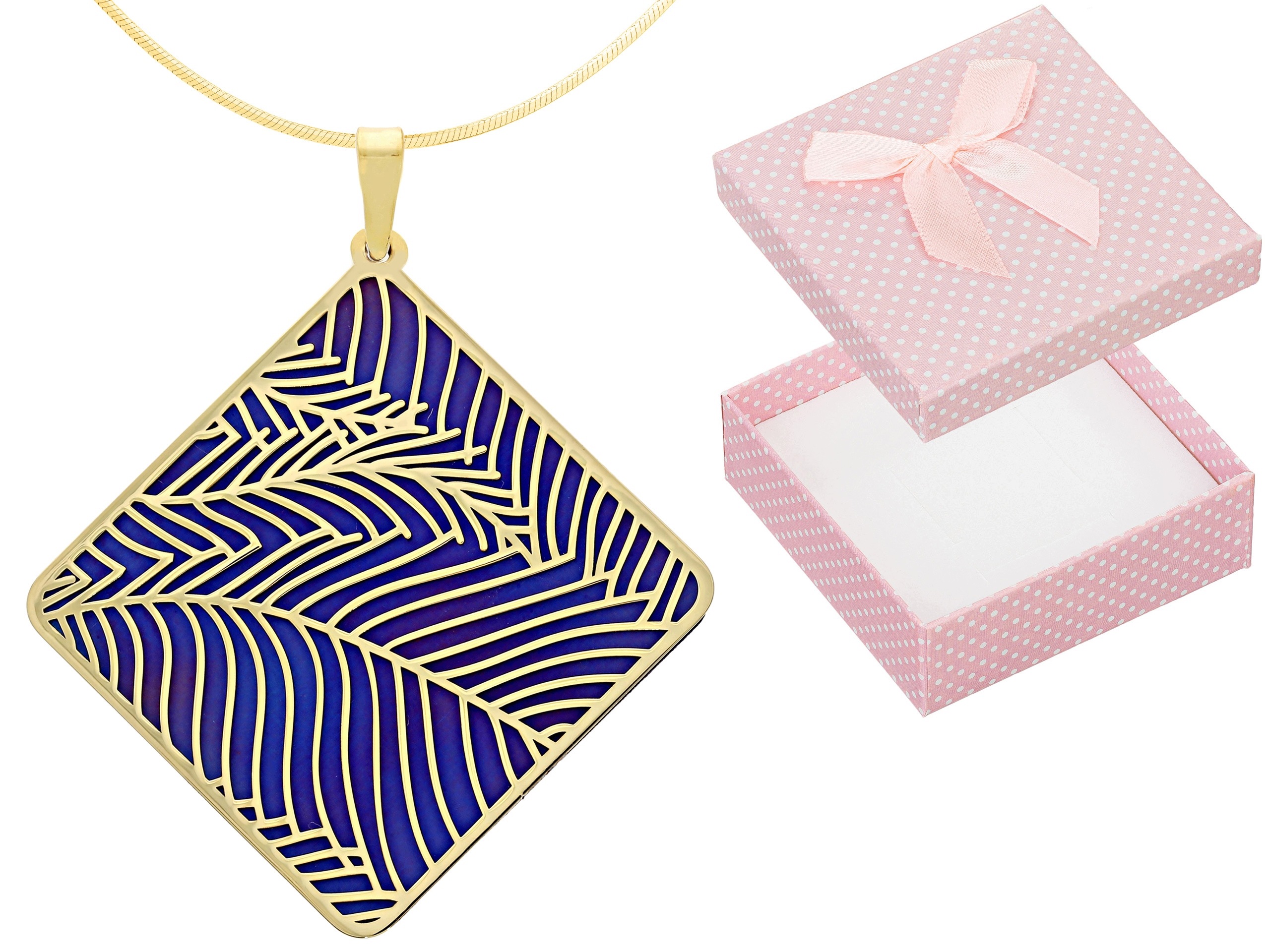 Pozlacený stříbrný náhrdelník Čtverec s titanem Lístky Krátký Choker 35 cm