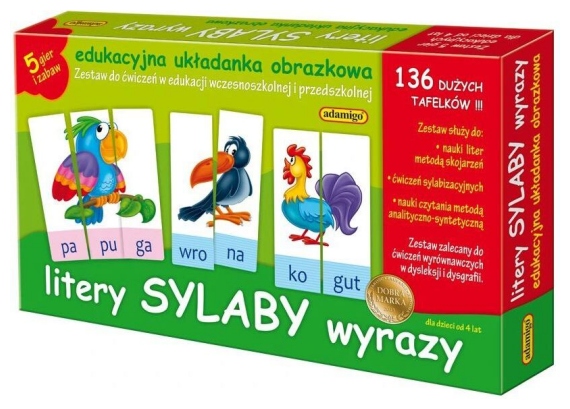 Litery, sylaby, wyrazy. Edukacyjna układanka