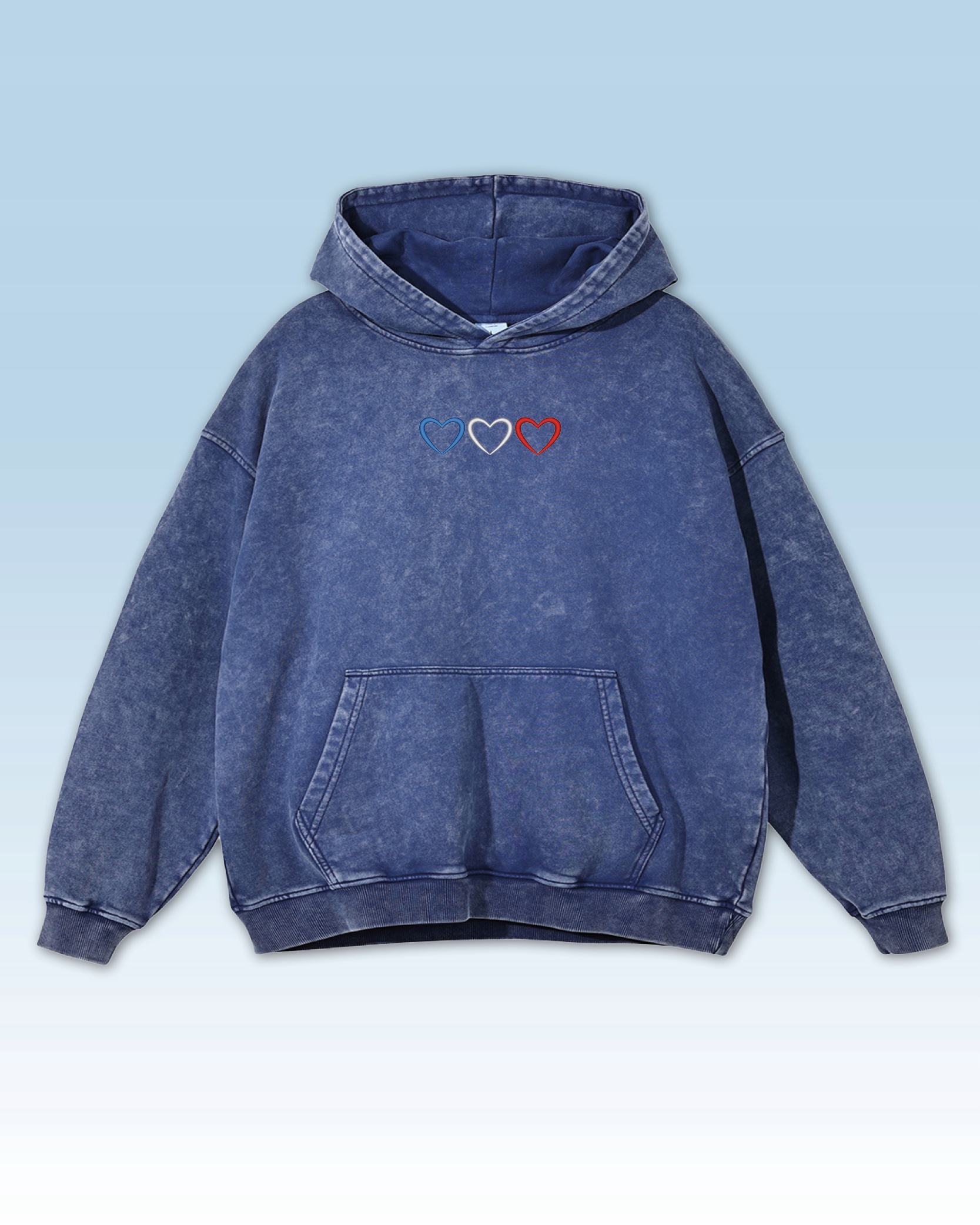 Mikina Francouzské srdce Výšivka Oversize Sprana Vlajka Francie Modrá M