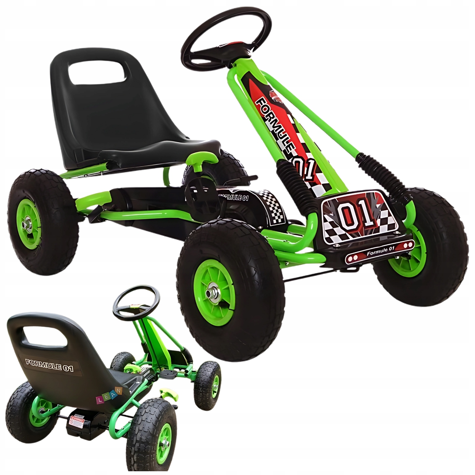 Gokart Na Pedały Pompowane Koła Do Dla Dzieci 30 Kg Zielony