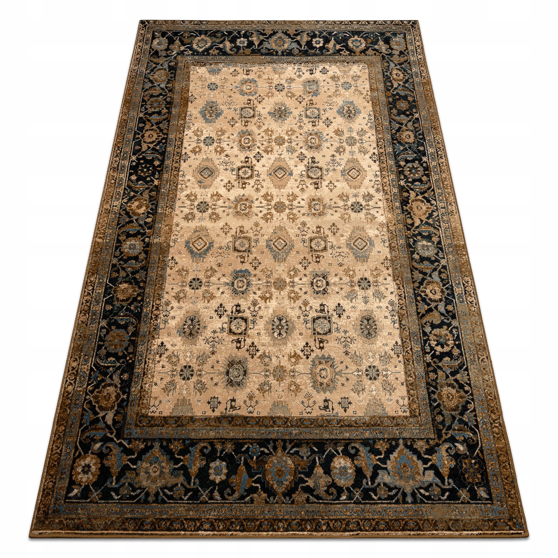 Koberec Do Obývačky vlna Omega Avila Ornament rámik hnedý 235x350 cm