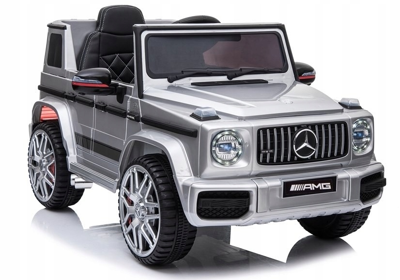 AUTO NA AKUMULATOR MERCEDES G63 AMG SREBRNY LAKIER EKOSKÓRA EVA LED