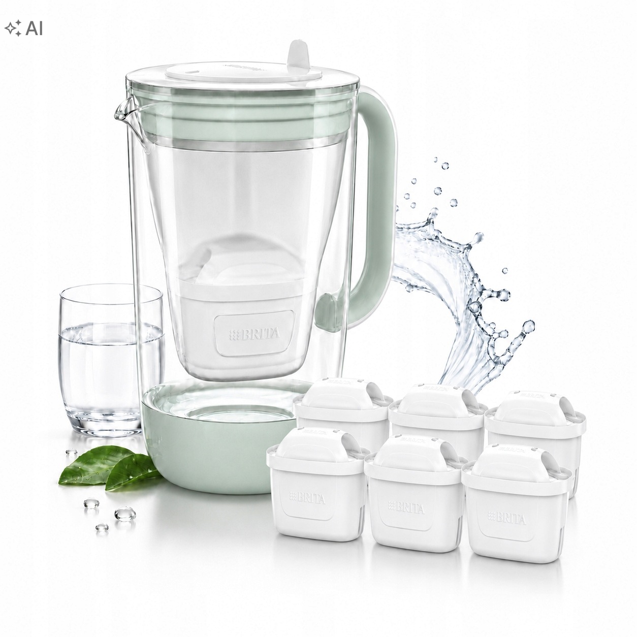 Filtračná kanvica na vodu Brita Glass 2,5 L 6 x Náplň Maxtra Pro Mätová