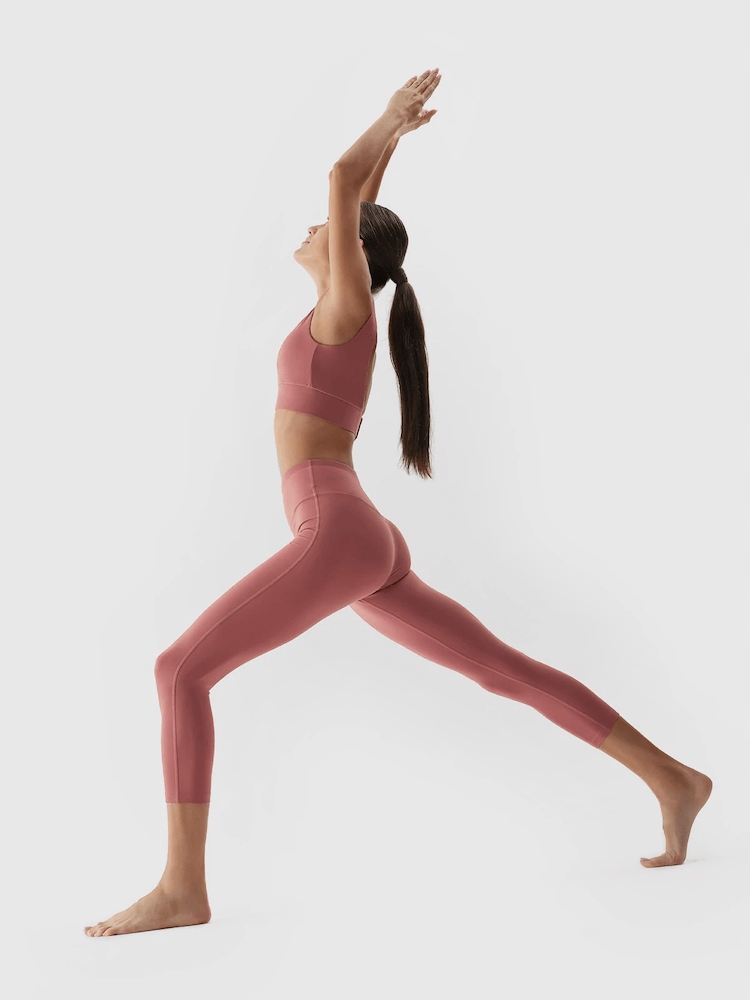 Legíny na jógu 7/8 4F, recyklované růžové, velikost M