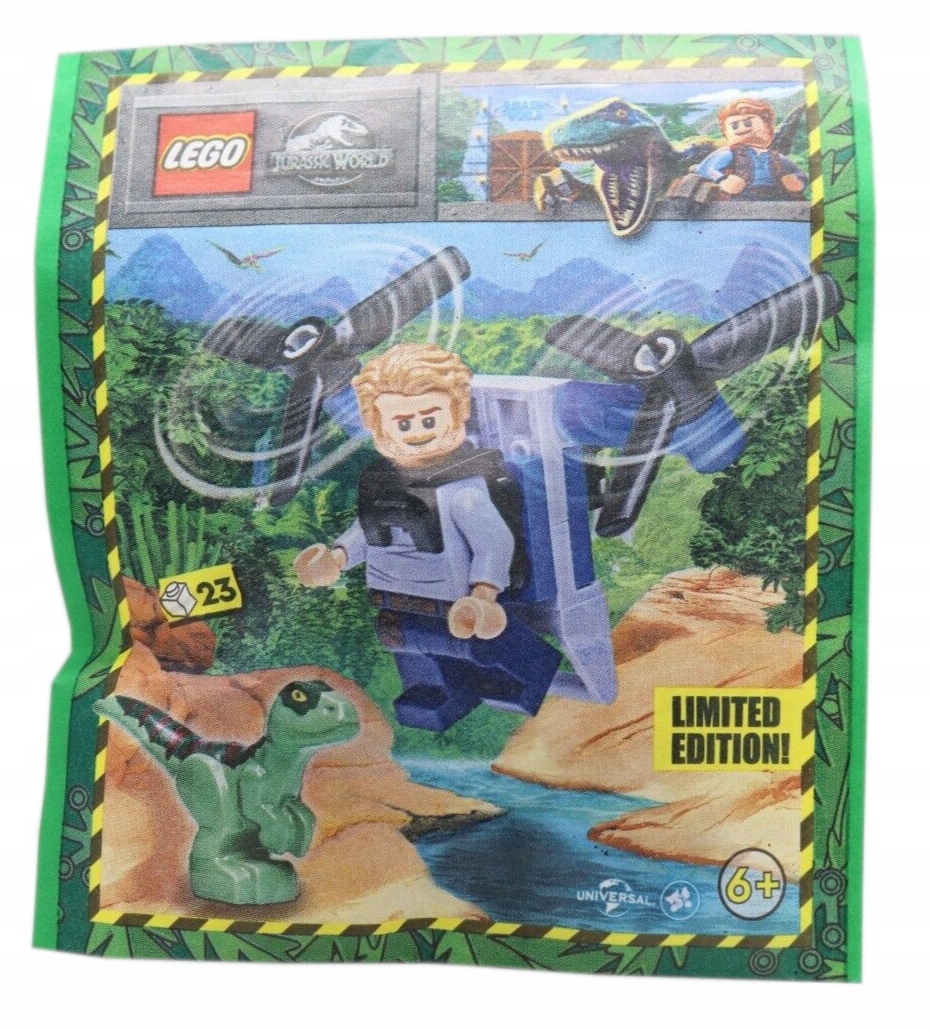 Zestaw Lego Jurassic World Minifigure Polyba Owen, Jet Pack, Raptor #122328