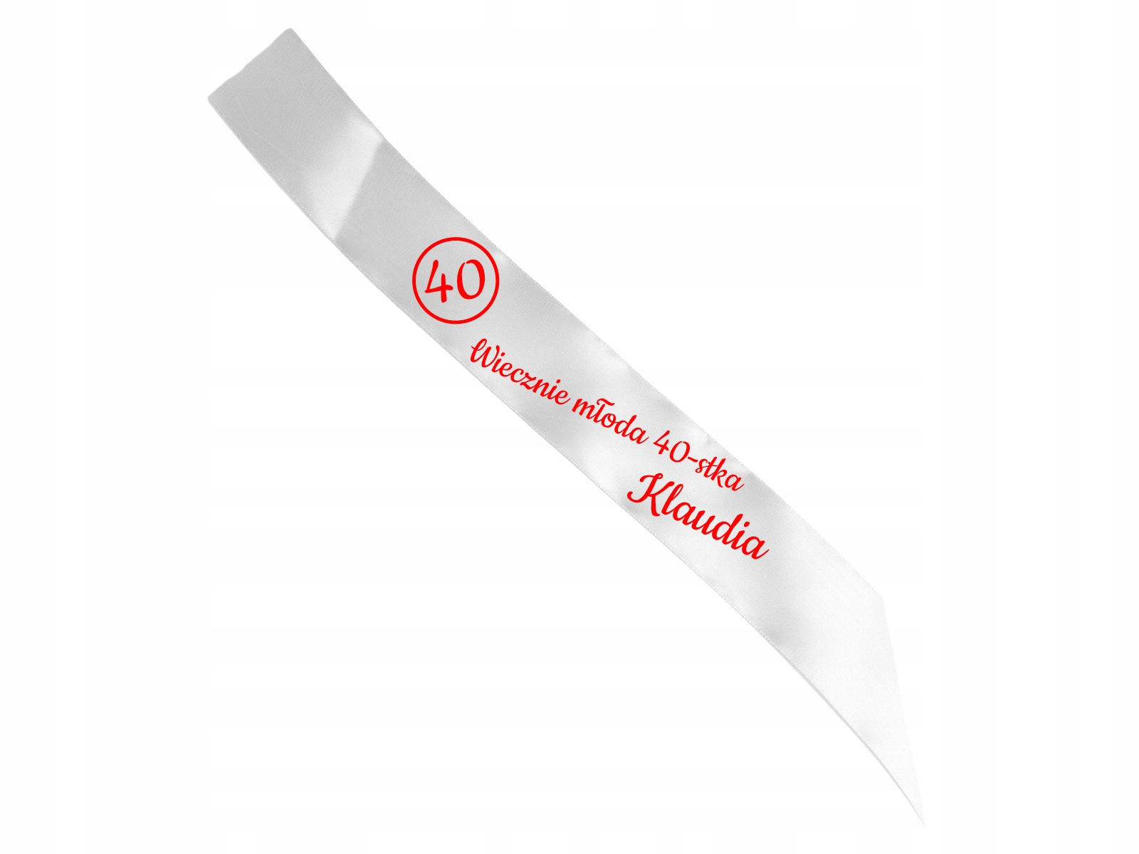 

Szarfa personalizowana na 40 urodziny swoje imię