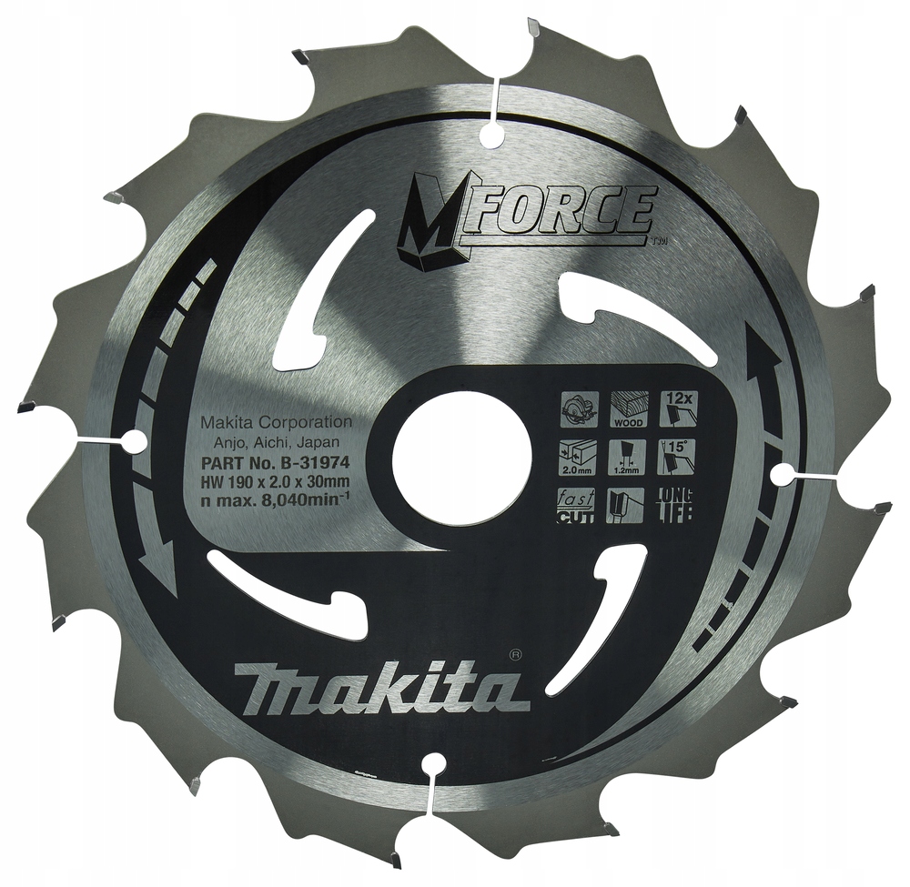 

Tarcza tnąca M-Force Makita 190x30 mm 12Z B-31974