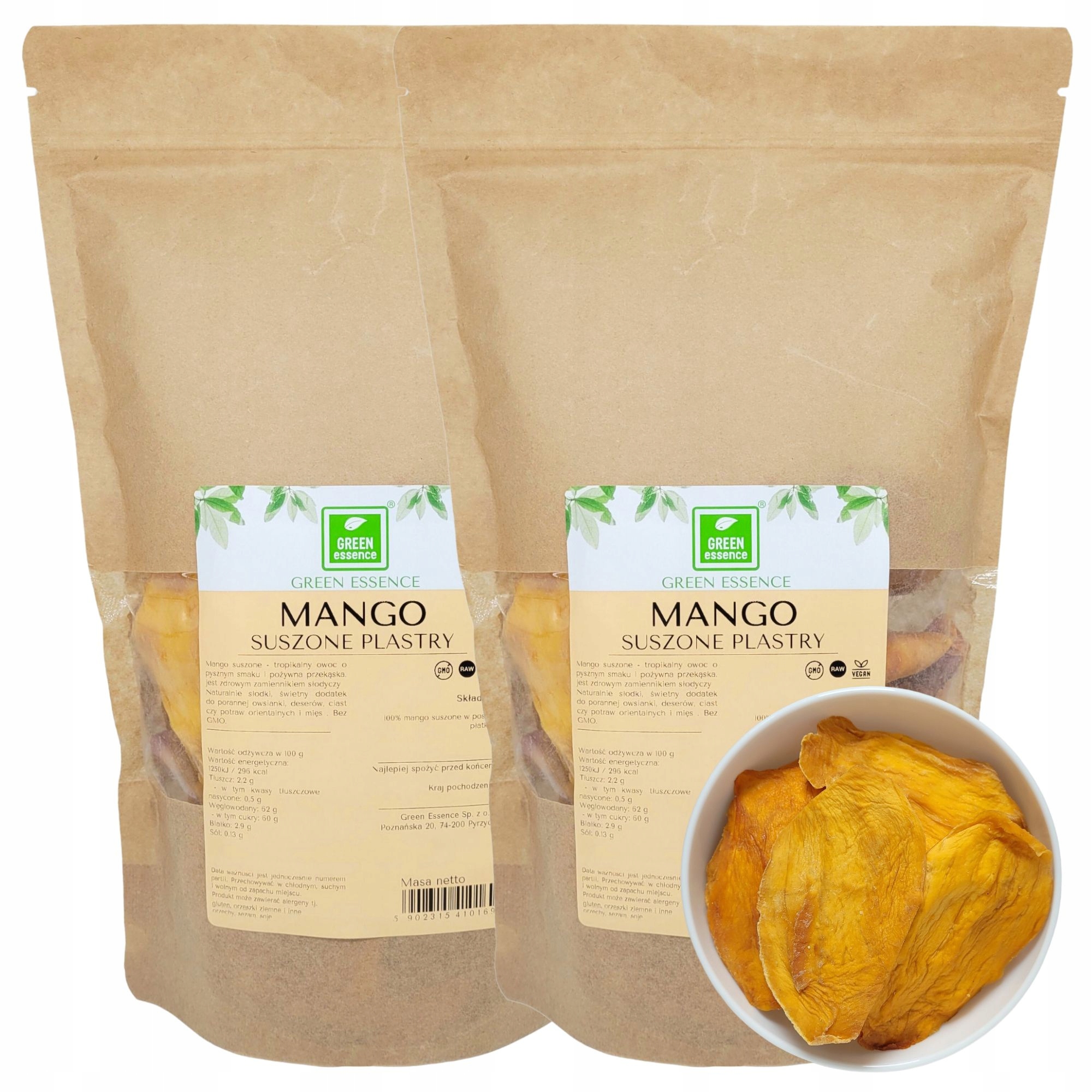 Levně Mango Plátky 500 g x2 svačinka velké sušené vločky bez cukru přírodní