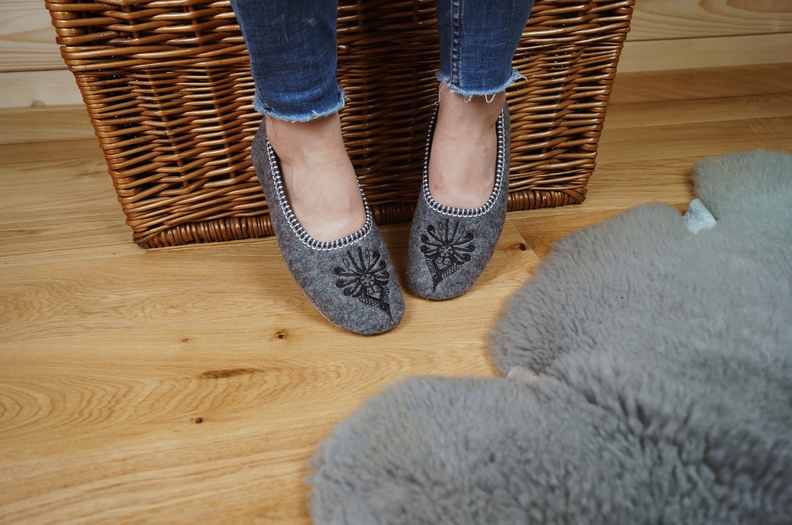 Baleriny damskie ocieplane wełniane Kapcie Papucie Rozmiar 41