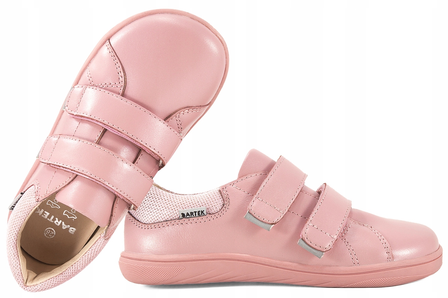 Bartek 8600358 Barefoot Półbuty Dziecięce Trzewiki Skóra Rzepy różowe 30 Ró
