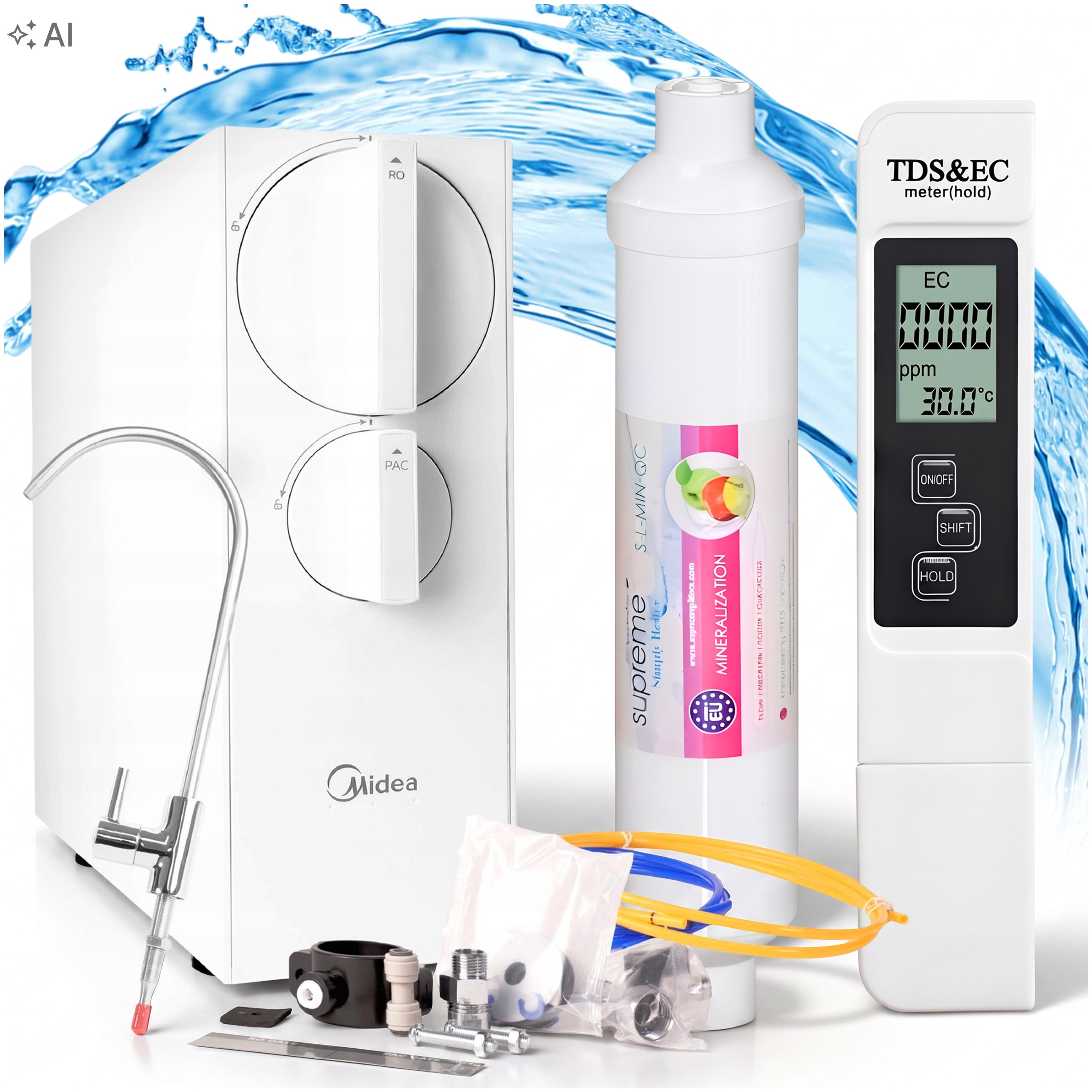 Reverzní Osmóza Vodní Filtr Midea 400GPD Mineralizátor Supreme Měřič Tds