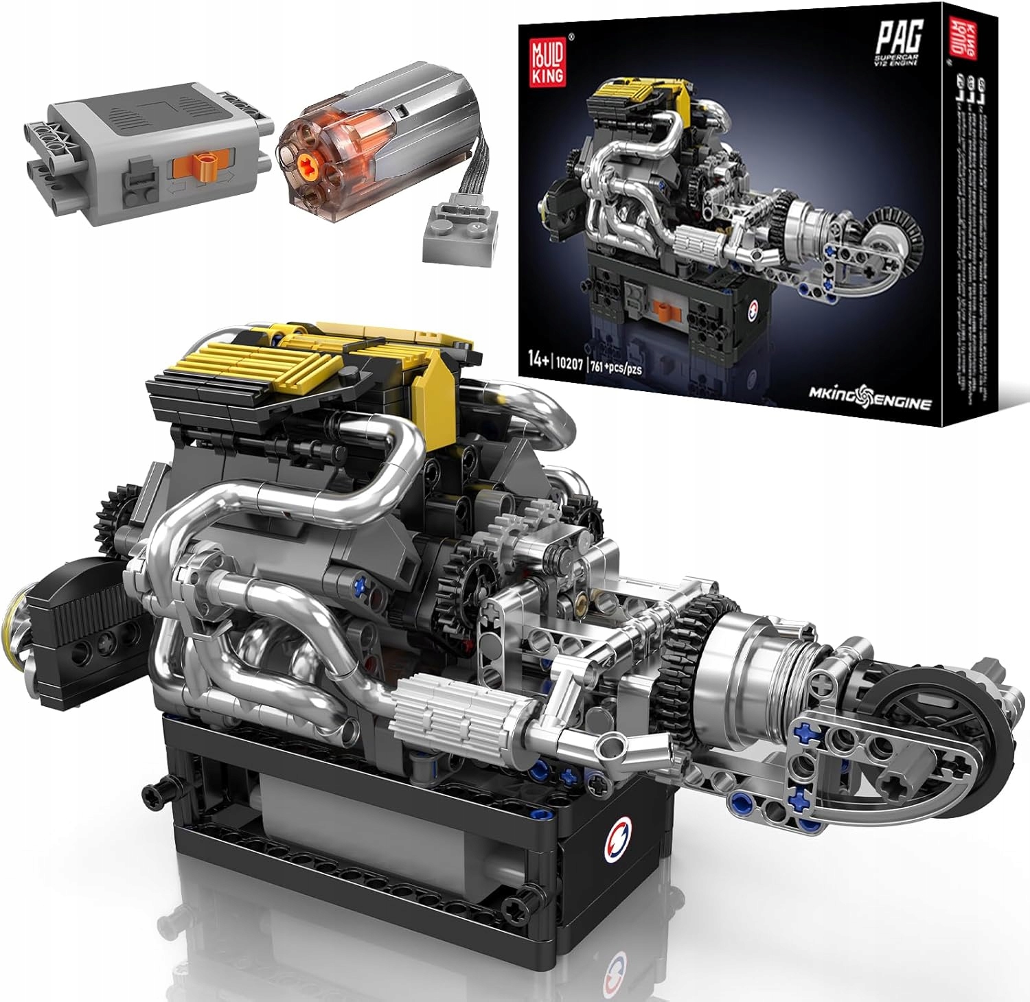 Klocki Mould King 10207 Silnik Pagani V8 Engine 761 El.