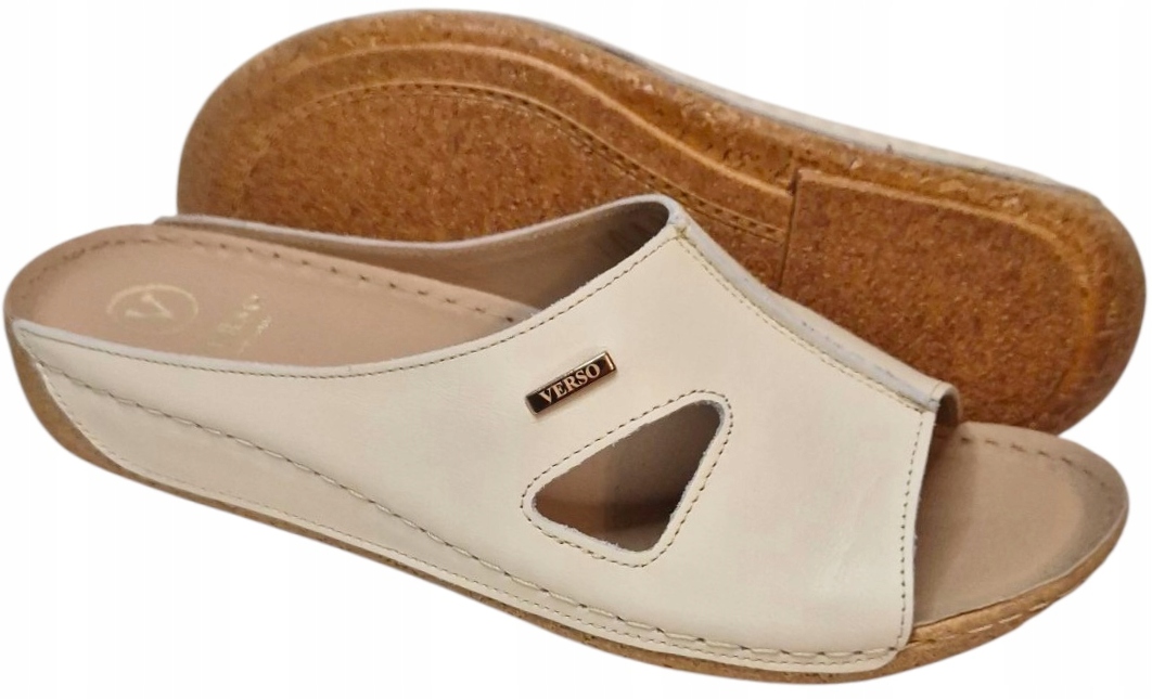 Verso 516 Nazouváky Světle béžová přírodní kůže vel 41