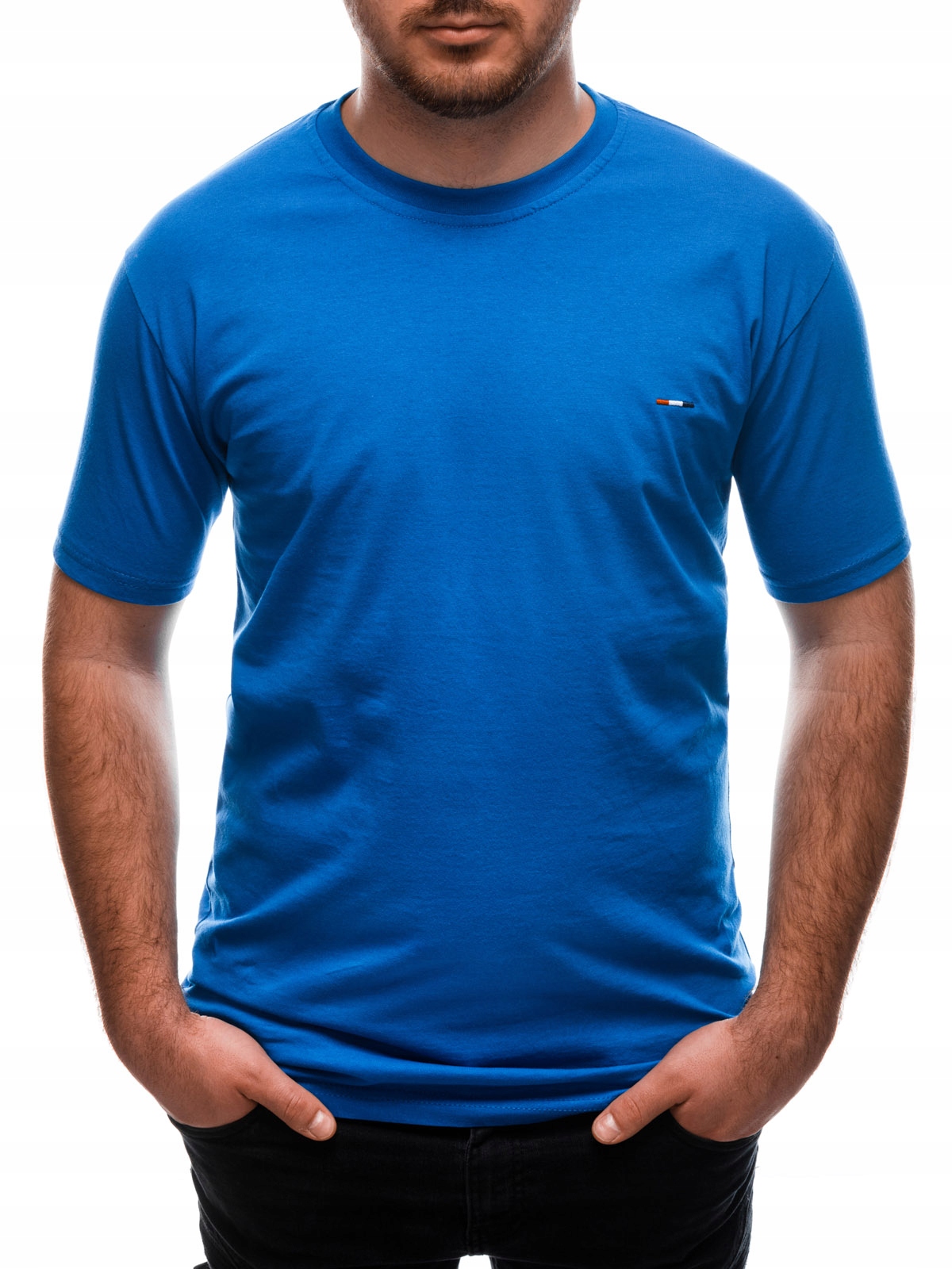 

T-shirt męski bez nadruku basic 1658S nieb XXL