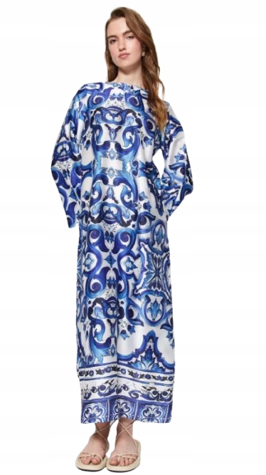 Trendyol Šaty MIDI S Dlouhým Rukávem, Vzor Mozaika 40 5_A