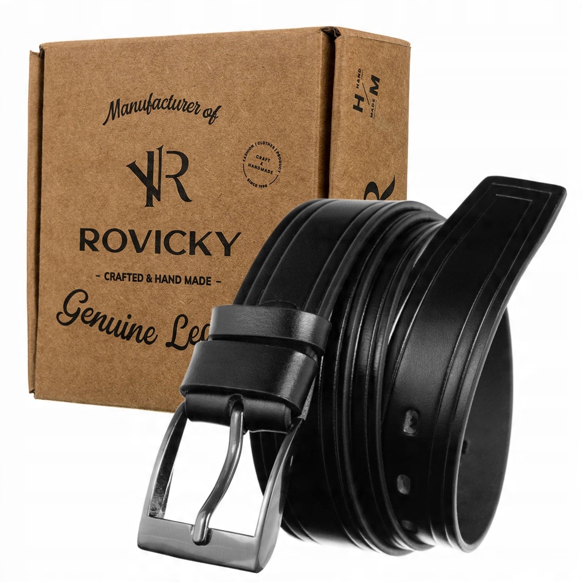 

Rovicky czarny klasyczny pasek skórzany unisex