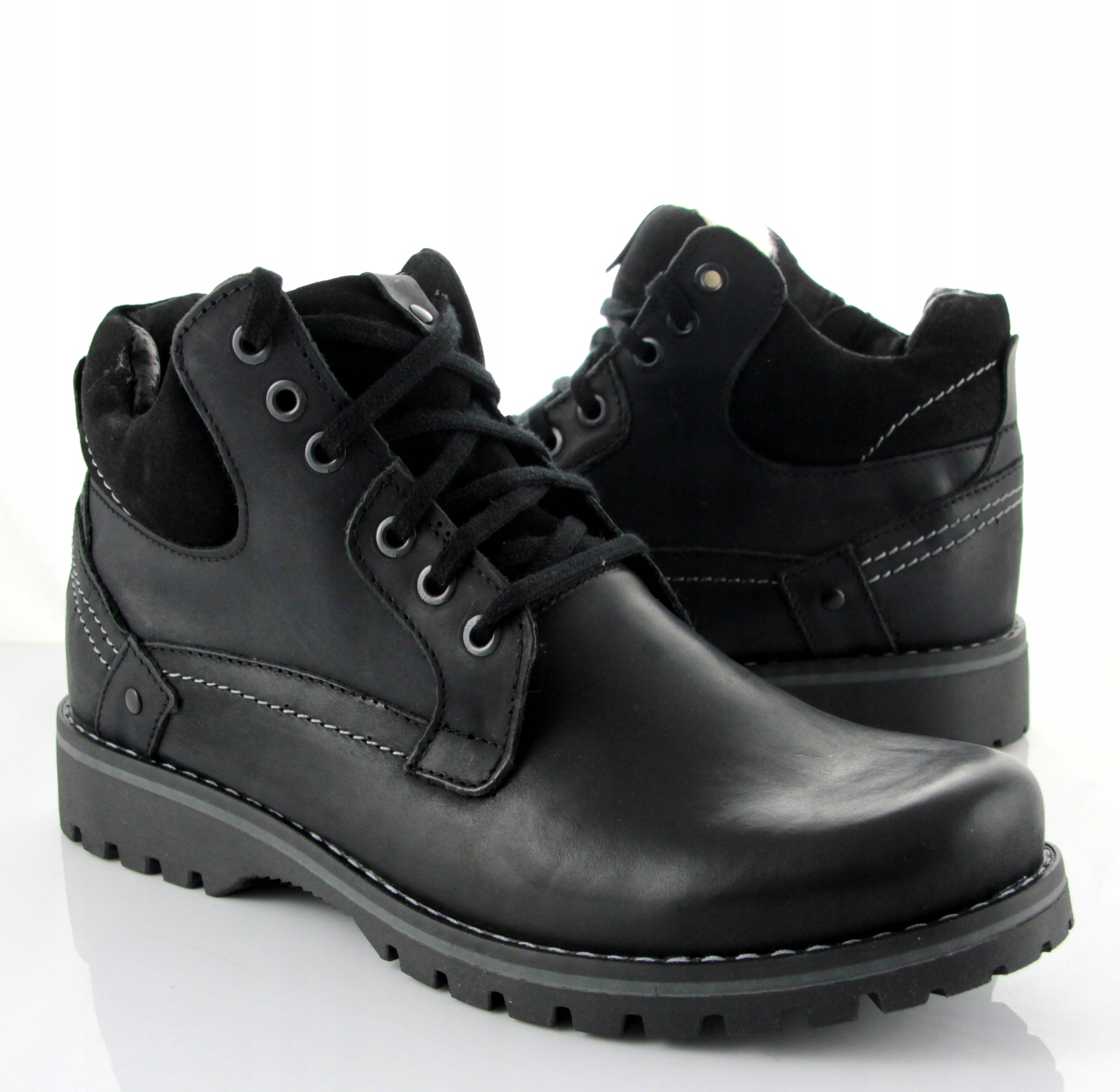 

Polskie buty męskie zimowe ciepłe skóra 885 cz 41