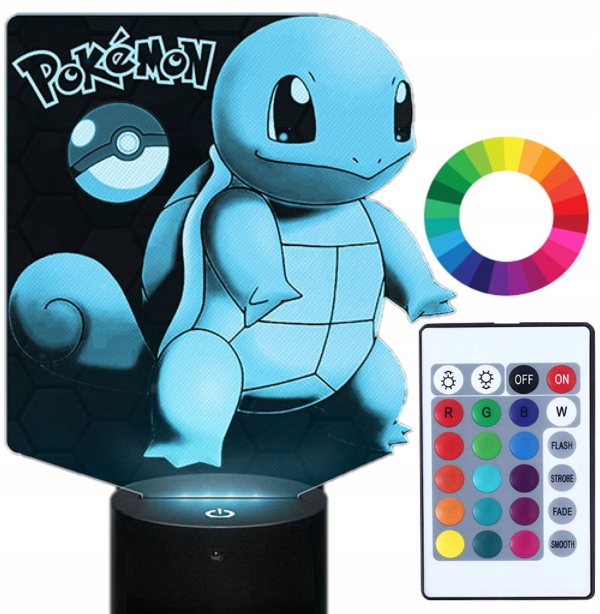 

Lampka Nocna z Imieniem Pokemon Squirtle 3D Led
