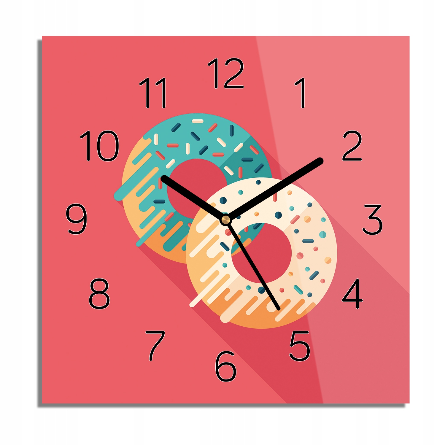 

Donuty grafika zegar na szkle kwadratowy 30x30