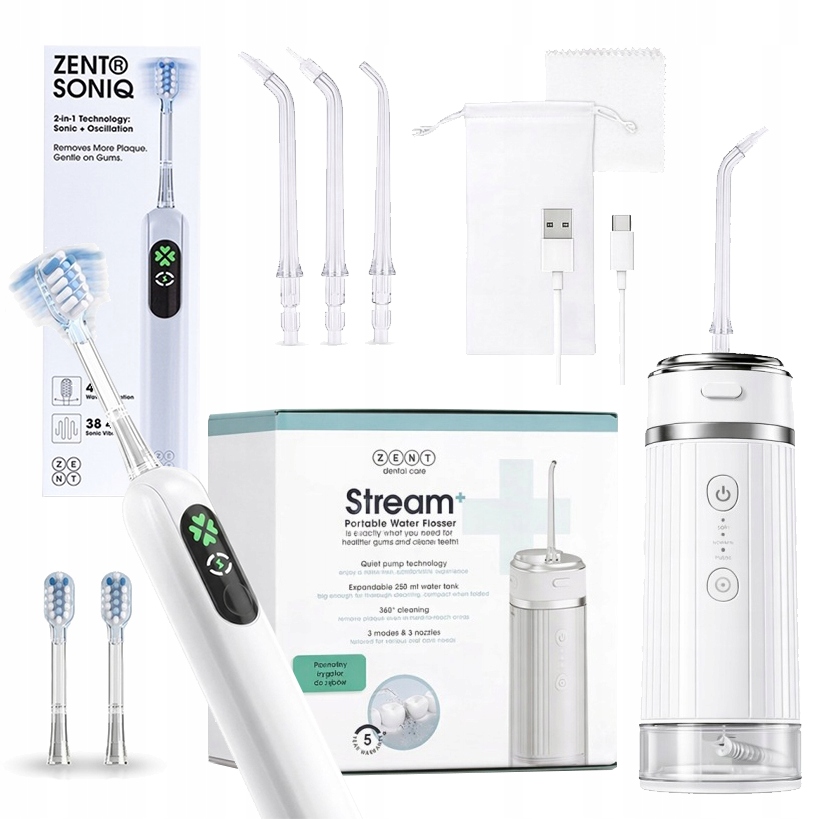 Zestaw Bezprzewodowy Irygator Dentystyczny Szczoteczka Soniczna Do Zębów