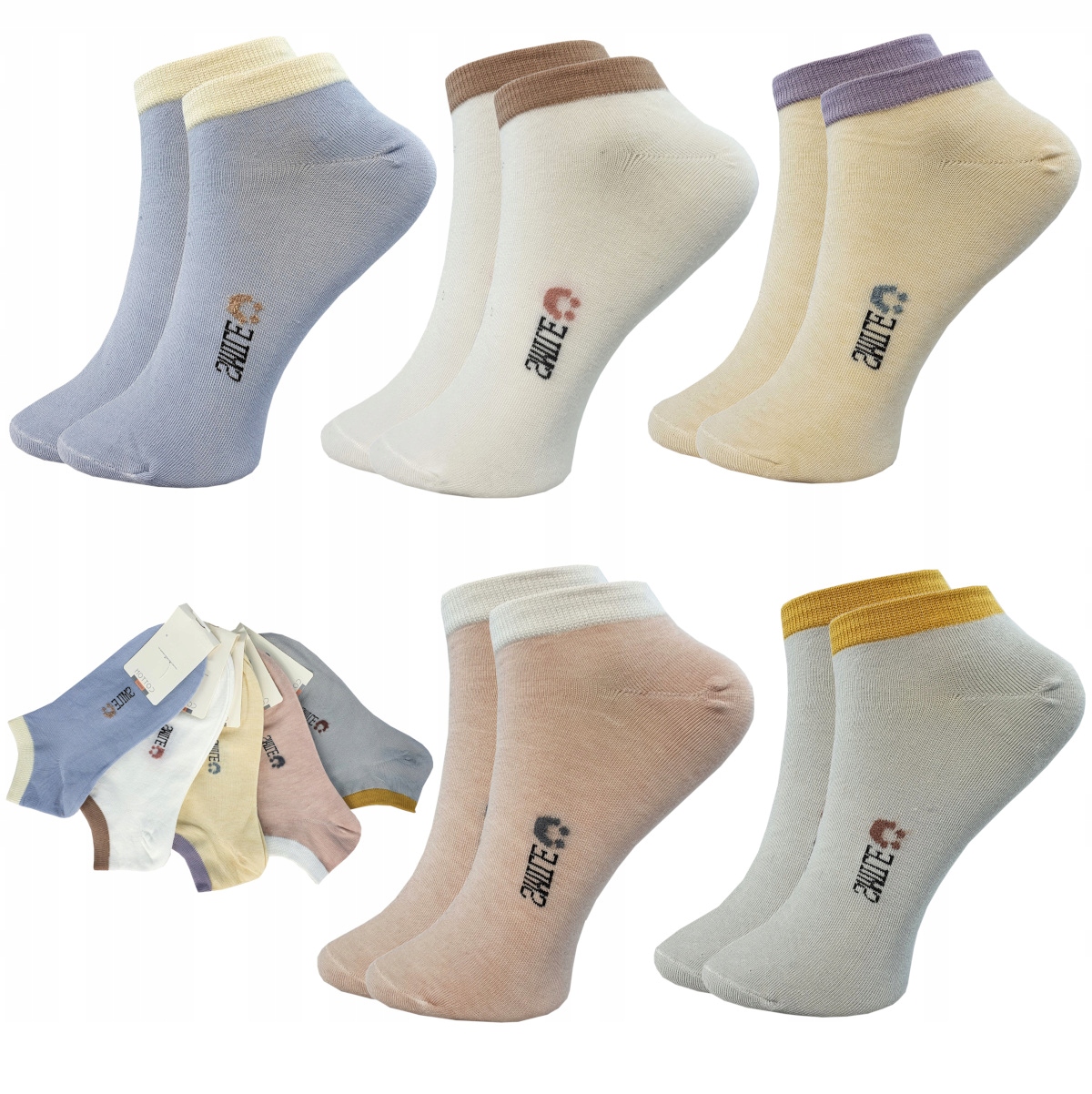 

5PAR Stopki Damskie Kolorowe Bawełna Premium Socks