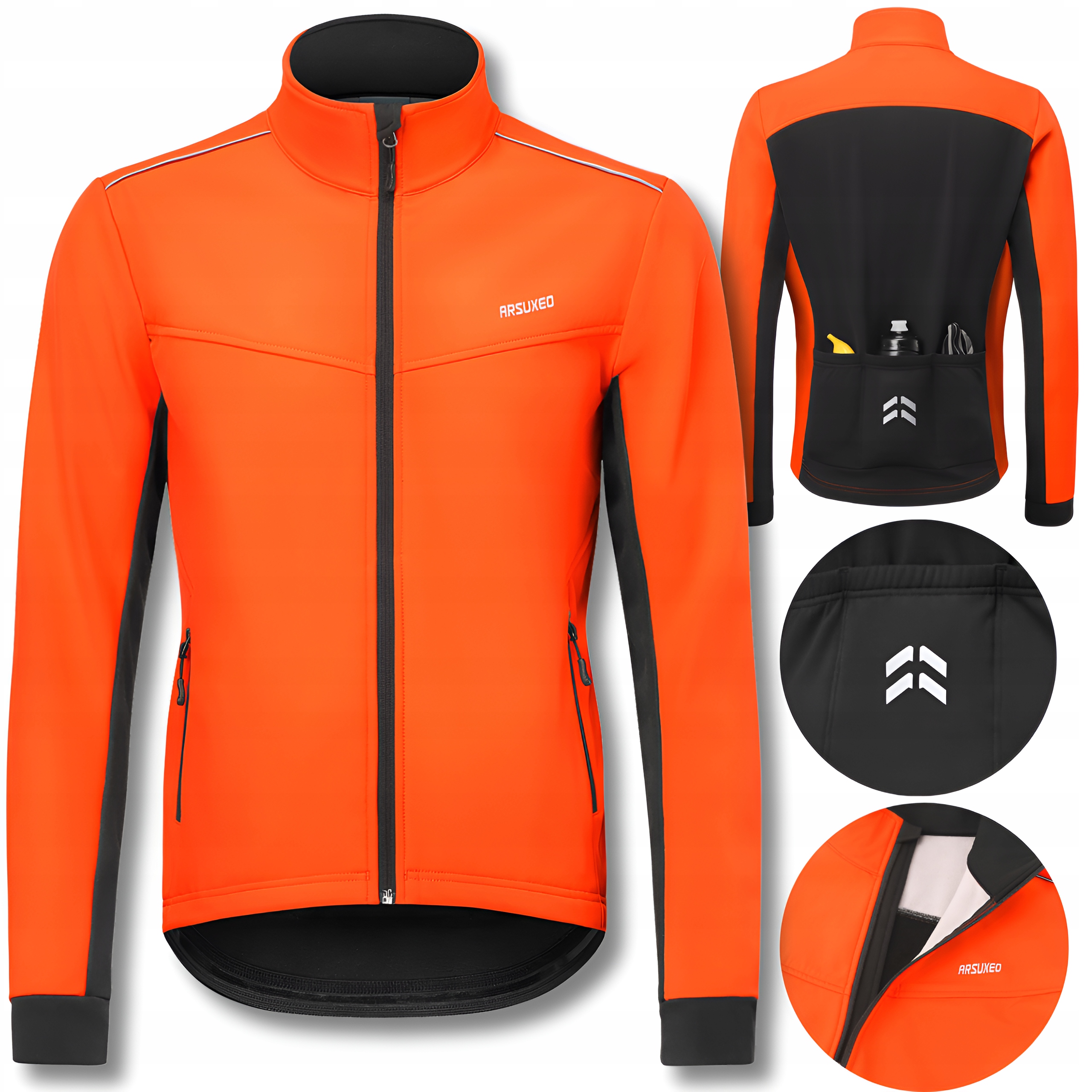 KURTKA ROWEROWA MĘSKA ZIMOWA SOFTSHELL NA ROWER TERMOAKTYWNA 2P ARSUXEO