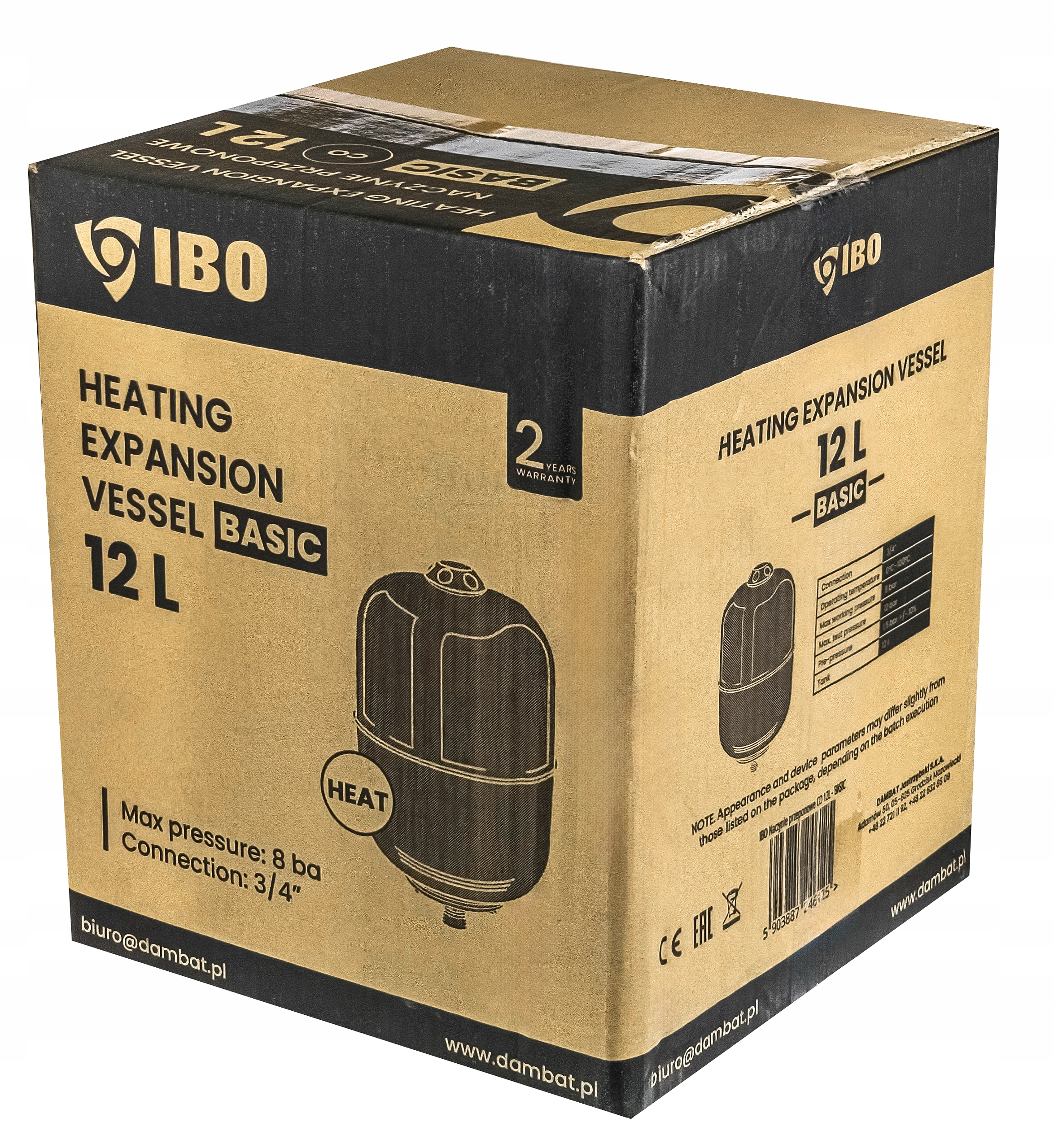 NACZYNIE NACZYNKO PRZEPONOWE WZBIORCZE ZBIORNIK DO INSTALACJI C.O.12L BASIC Sposób montażu Wiszące